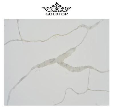 Elegant Silk Road Calacatta Artificial Quartz for White Countertop Slate Kitchen Stone