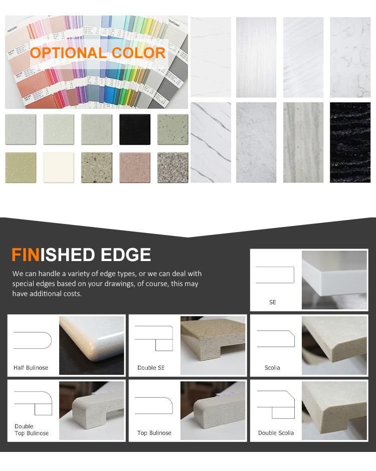 Kingkonree Fabricated Artificial Quartz Stone Marble Bathroom Vanity Top