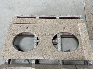 China Yellow Granite Golden Garnet/Sunset Gold Granite Vanity Top with Double Sink Holes