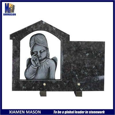 Dark Green Pearl Granite Baby Cremation Plaque for Headstone