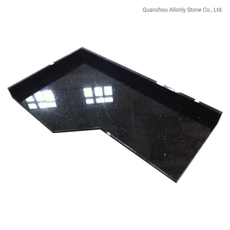 Prefab Wholesale Laminated Edge Black Galaxy Granite Kitchen Countertop