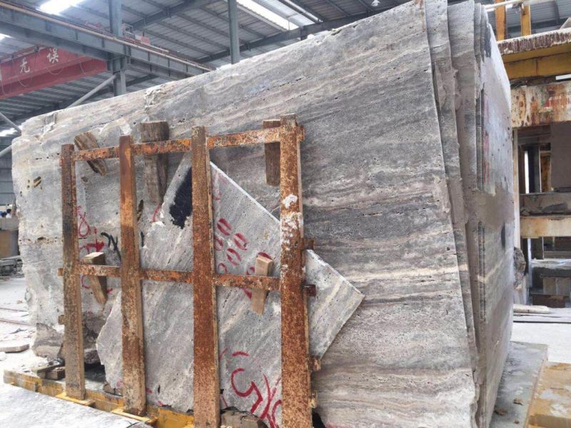 Silver Grey Travertine Marble Tile Polished Finishing for Wall Decoration