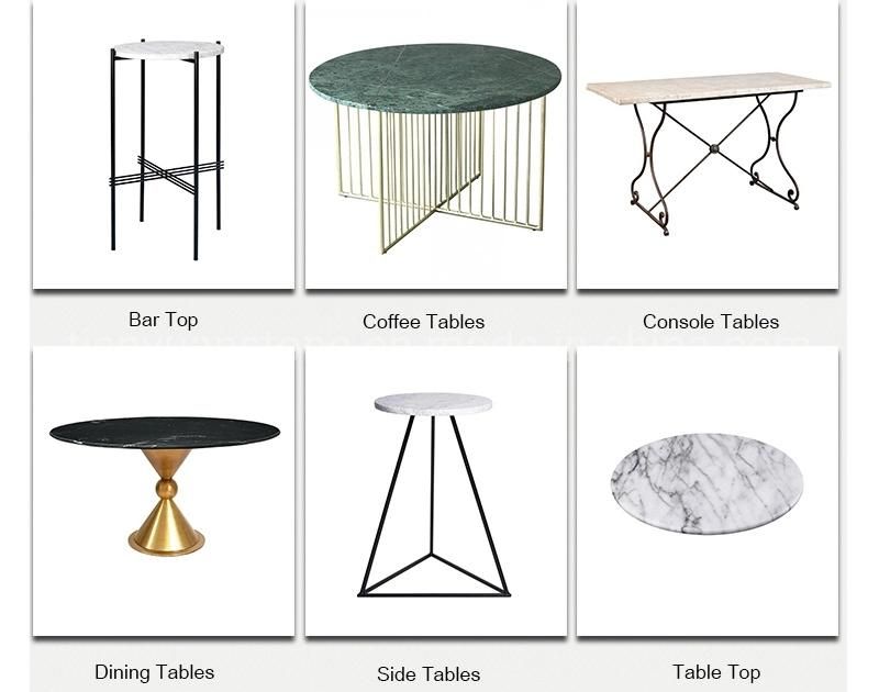 Modern Metal Rectangle Console Table with Marble Top