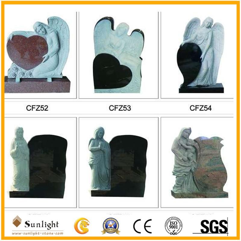 Tombstone Supplier Shaxni Black Granite Flowers for Tombstone