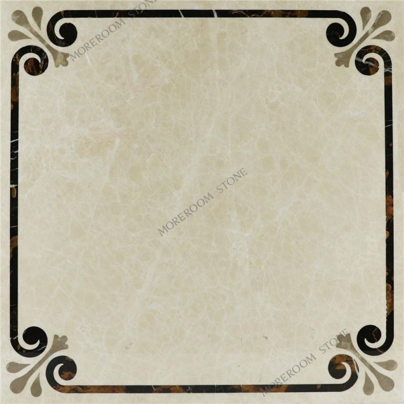 Simple Marble Design by Waterjet Carving Marble Flooring Tile