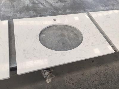 Beige Color Quartz Stone Vanity Tops for Bathroom