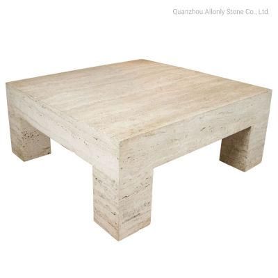 Natural Marble Coffee Table Travertine Round Square Stone Table Top