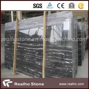 Chinese Black Marble Slabs with Stripe Veins for Countertop/Vanitytop