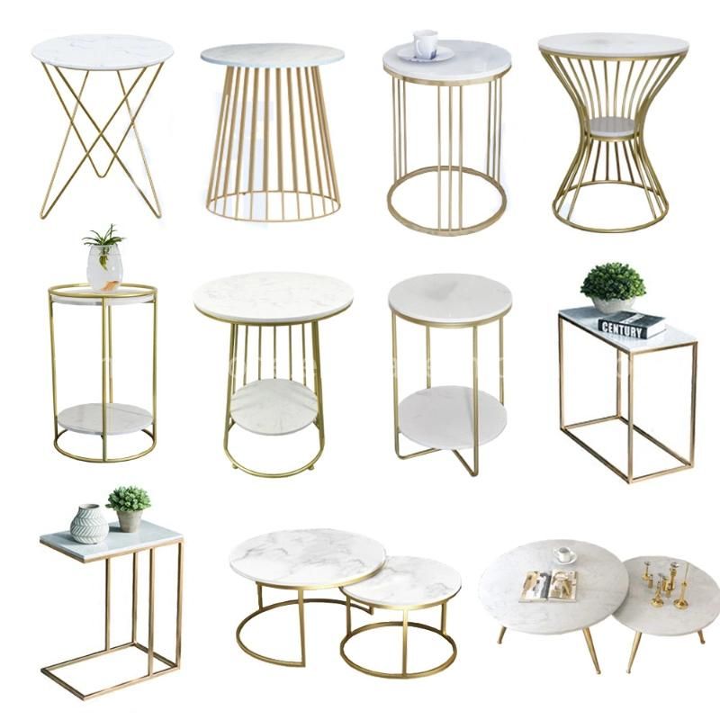 Modern Golden Metal Marble Coffee Side Table Customized