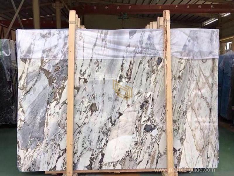 Natural Stone Wholesale White Titanic Storm Marble Slab for Kitchen Island/Bar Top/Countertop Peninsula