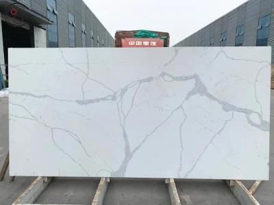 Surface Polished Artificial Stone White Calacatta Quartz Slab