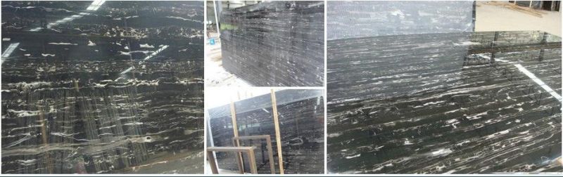 Silver Dragon Marble Natural Black Marble with White Straight Veins
