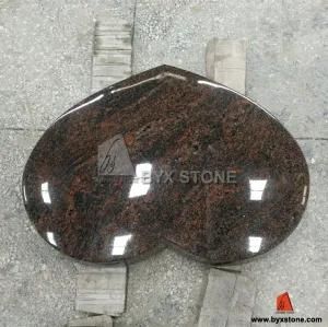 Aurora Granite Polished Flat Marker Single Cemetery Heart Shaped Monument