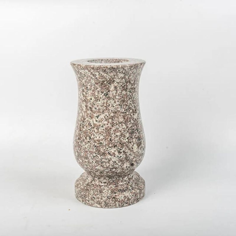 G664 Brown Granite Memorial Cemetery Vase Round
