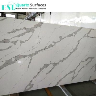 High Quality Calacatta Quartz Stone Slab with Natural Veins