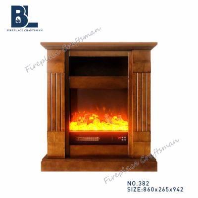 Brown Simple Factory DIY Faux Oak Wood Electric Fireplace Surround Shelf Kits Mantel for Decor Ideas