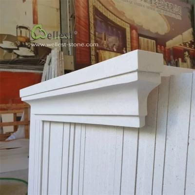 Beige Limestone Window Sill/Pillar Cap/Column Head/Door Frame