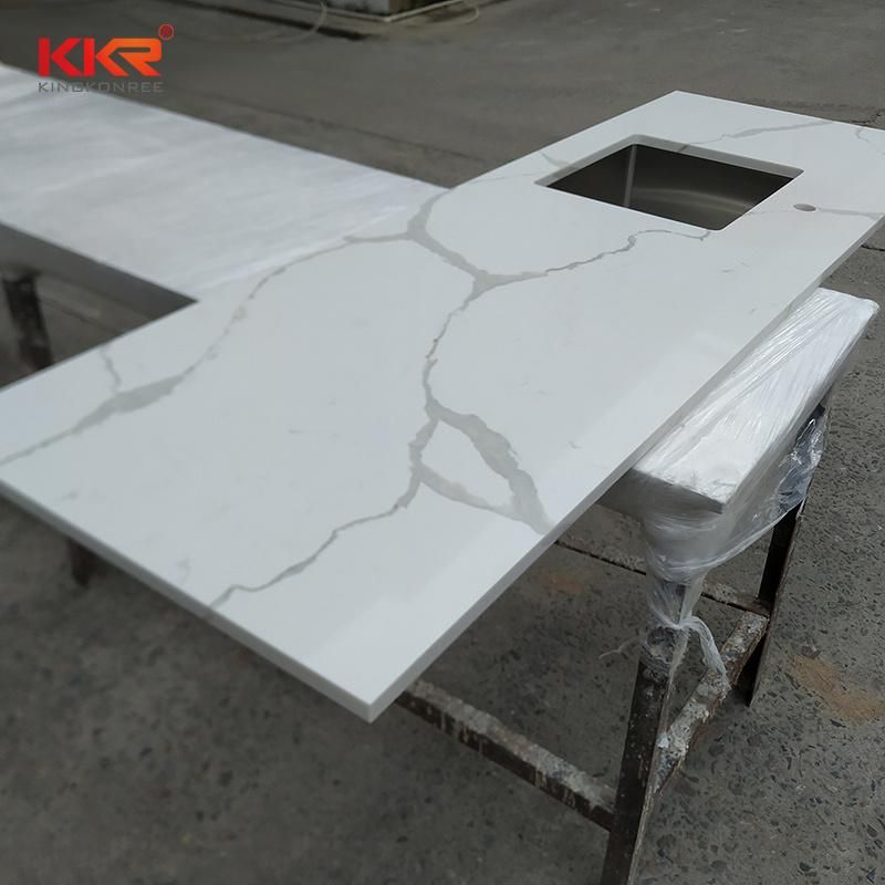 Kingkonree Customized Artificial Stone Sparkle Black Quartz Kitchen Countertop