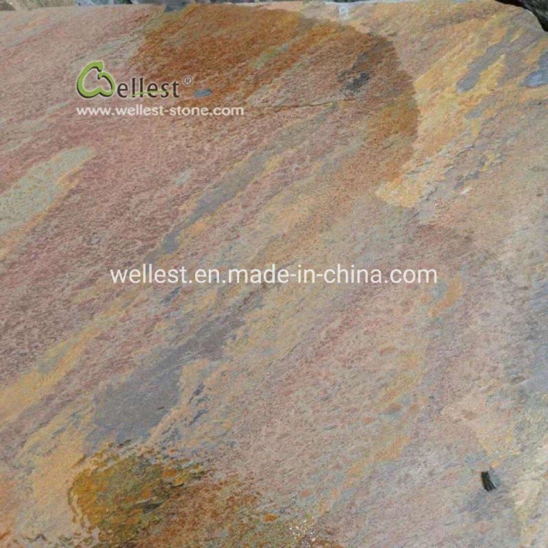 2019 Multicolor Slate Big Slabs, Yellow Slate Half Slabs Wall Covering and Flooring