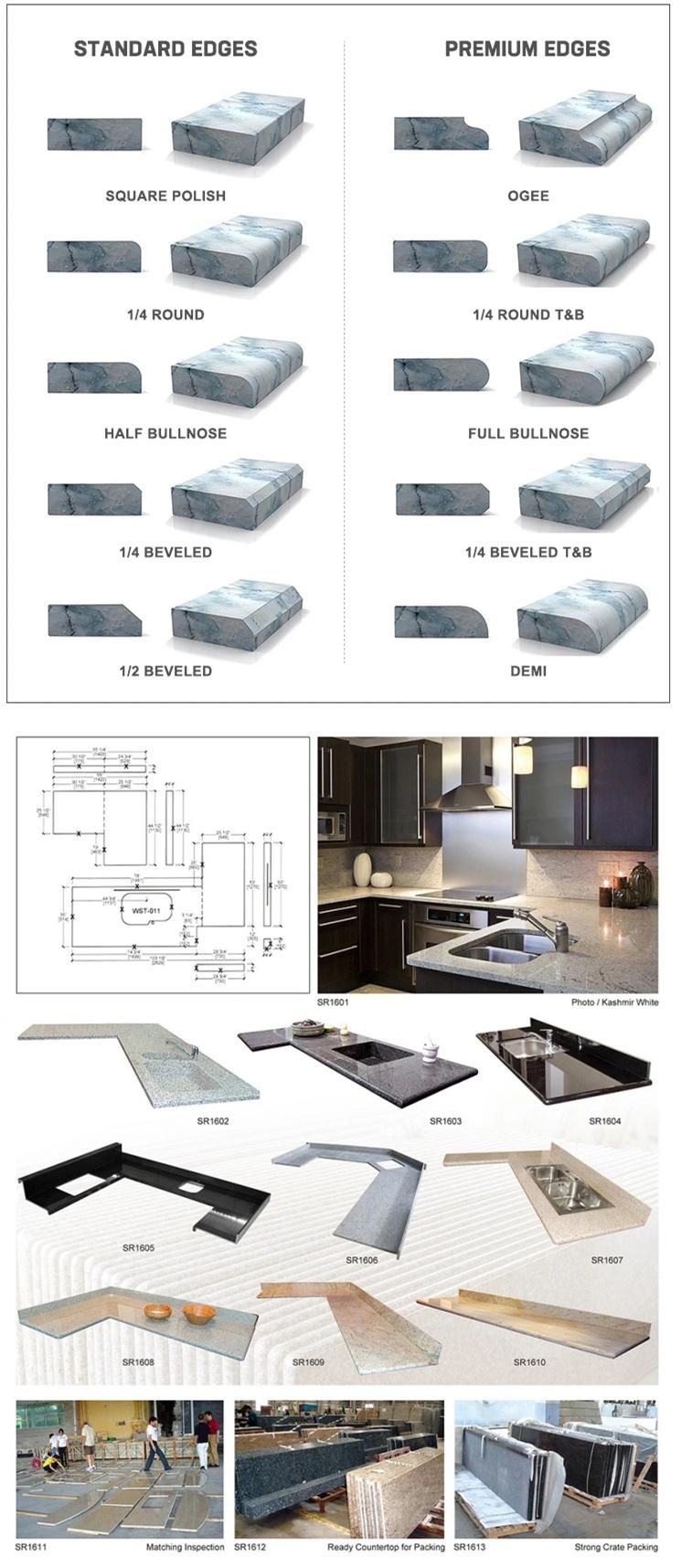 Customized Polished Quartz Marble Granite Stone Kitchen/Counter Table/Bar Vanity Tops