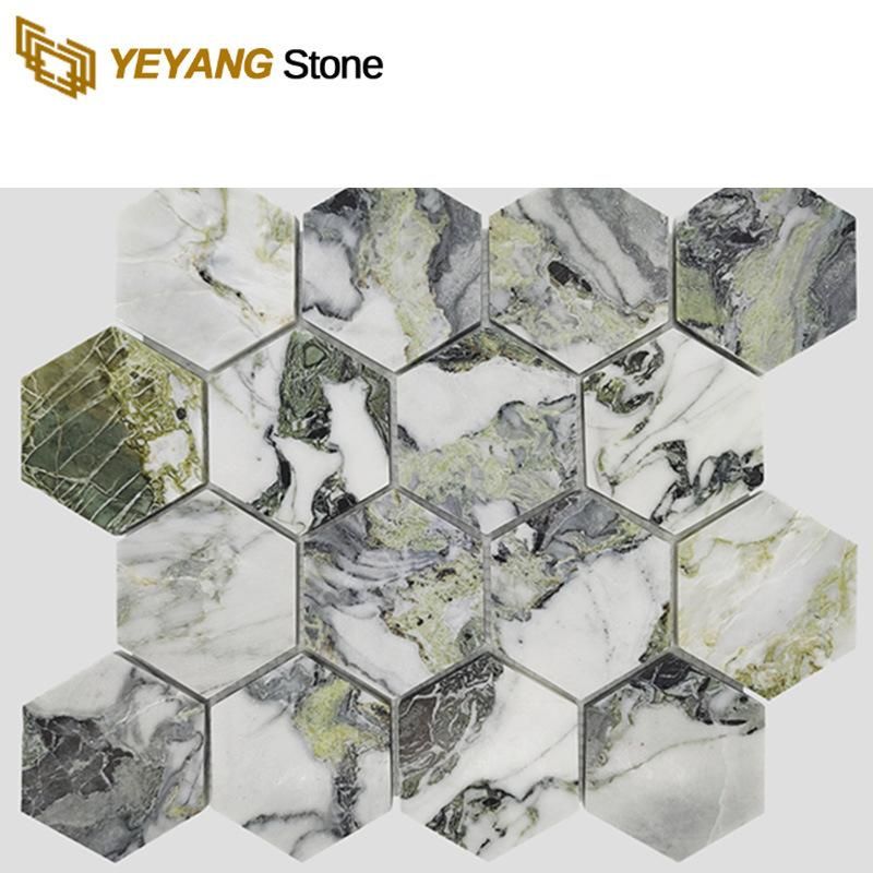 Polished Natural Ice Connect Green Marble Slab Floor Wall Tile