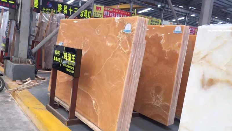Natural Translucent Red/Pink/Blue/White/Golden Honey Orange Onyx for Bathroom Background Floor Wall Hotel Decoration Design Kitchen Desk Dinner Background Wall