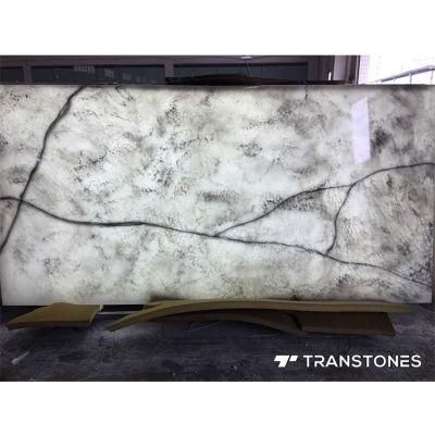 Grey Alabaster Marble Artificial Tile for Dine Room Table Modern Translucent Alabaster