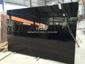 Stone Slab Nero Marquina Black Marble for Background, Floor Tiles, Vanity Top, Table