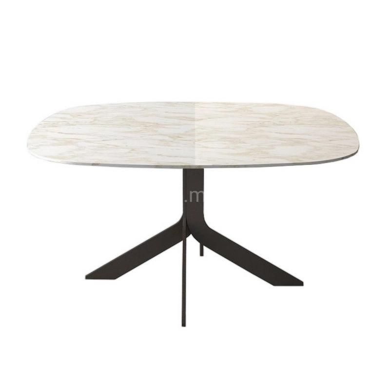 Modern Metal Rectangle Console Table with Marble Top