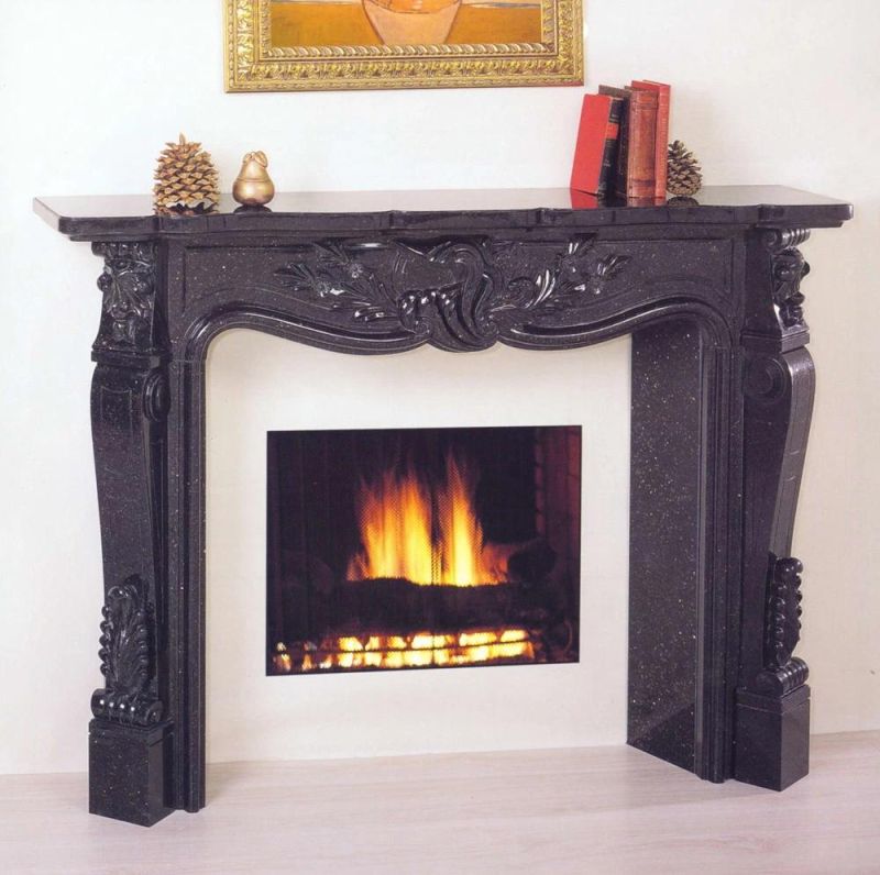 Sandstone Beige Color Fireplace Mantel Marble Fireplace Handcarving