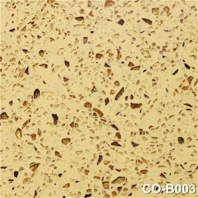 Gold Gem Color Artificial Quartz Stone Slab for Quartz Countertops