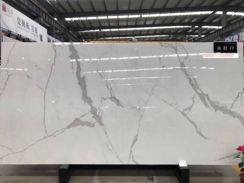 Thin Large Porcelain Slab Calacatta White Sintered Stone for Wall Background and Table Tops