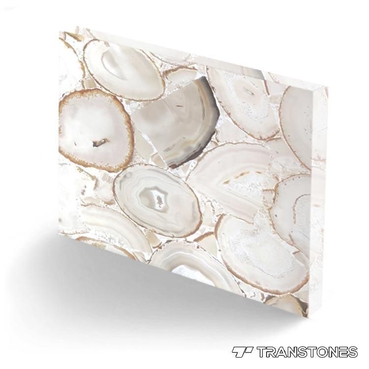 Natural Agate Slab Translucent White Agate Counter Top