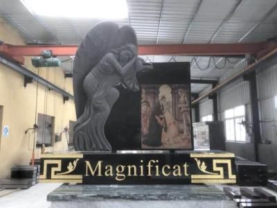 Haobo Stone Black Granite Tombstone with Carving Monument Headstones