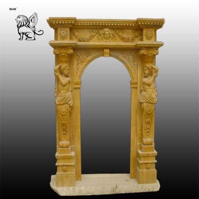 Gold Gate Character Carving Marble Door Mdfy-14