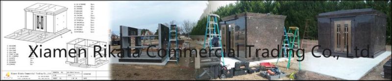 4 Crypts Granite Mausoleum with Concrete Floor and Flat Top