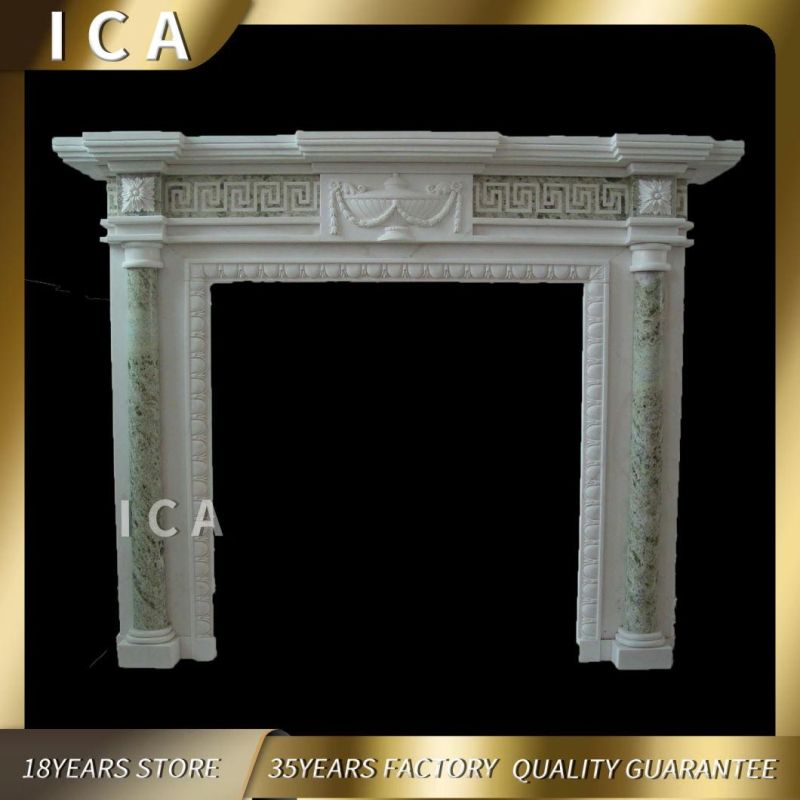 Hand Carved Natural Stone Life Size Marble Fireplace Mantel