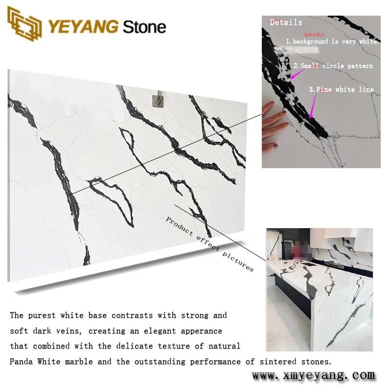 Artificial Engineered White/Black Veins Quartz Stone Slabs for Countertops