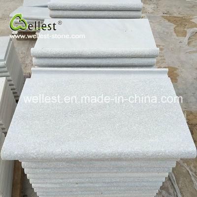 Pure White Quartzite Flamed Anti-Slip Bullnose Coping Stone