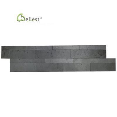 Easy DIY Tile Peel and Stick Black Slate Stone Overlay Kitchen Backsplash Decorative Tile Ledge Stone Culture Stone Wall Panel