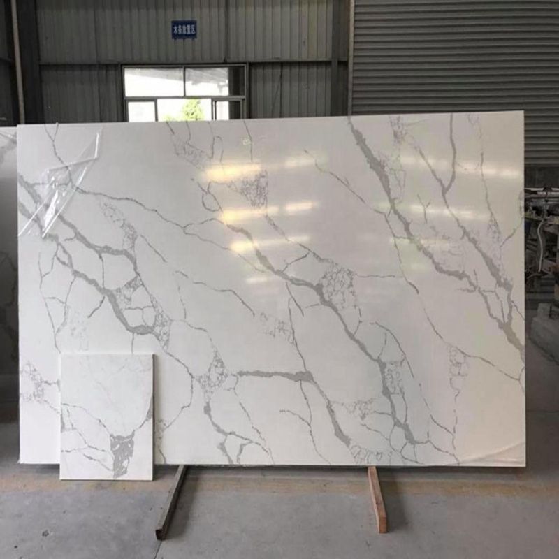 Laza Style Solid Surface Artificial Calacatta Engineered Quartz Counter for Quartz Countertop Bathroom