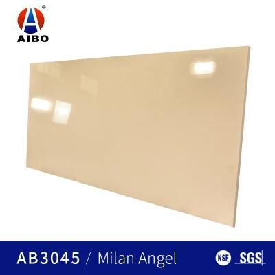 Impact Resistant Indoor Flooring Tile Light Beige Artificial Quartz Stone