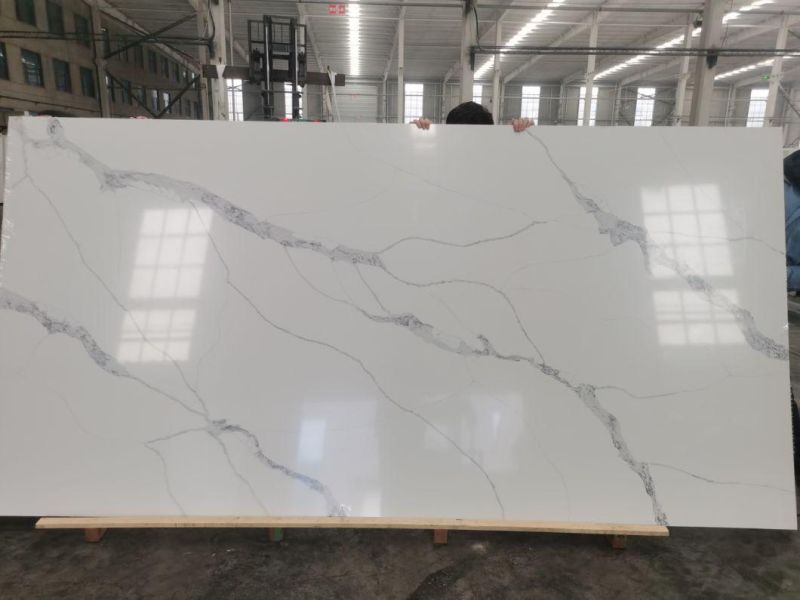 Wholesale White Color Calacatta Quartz for Countertops/Vanity Tops/Floor Tile/Wall Tile