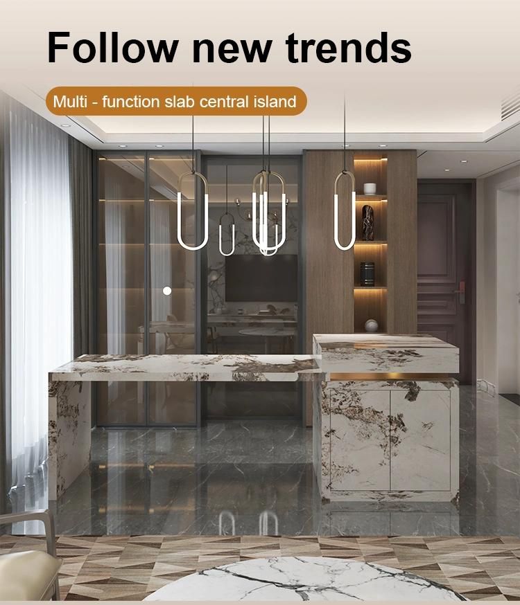 Nordic Style Multifunction Rock Board Plate Home Furniture Snow White Solid Wood Cabinet Kitchen Island Restaurant Table