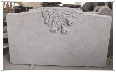 Natural Granite for American Memorial with Flower Carving Sculpture by Hand