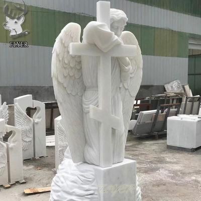 Outdoor Cemetery Marble Angel Statue Monument Marble Stone Angel Tombstone