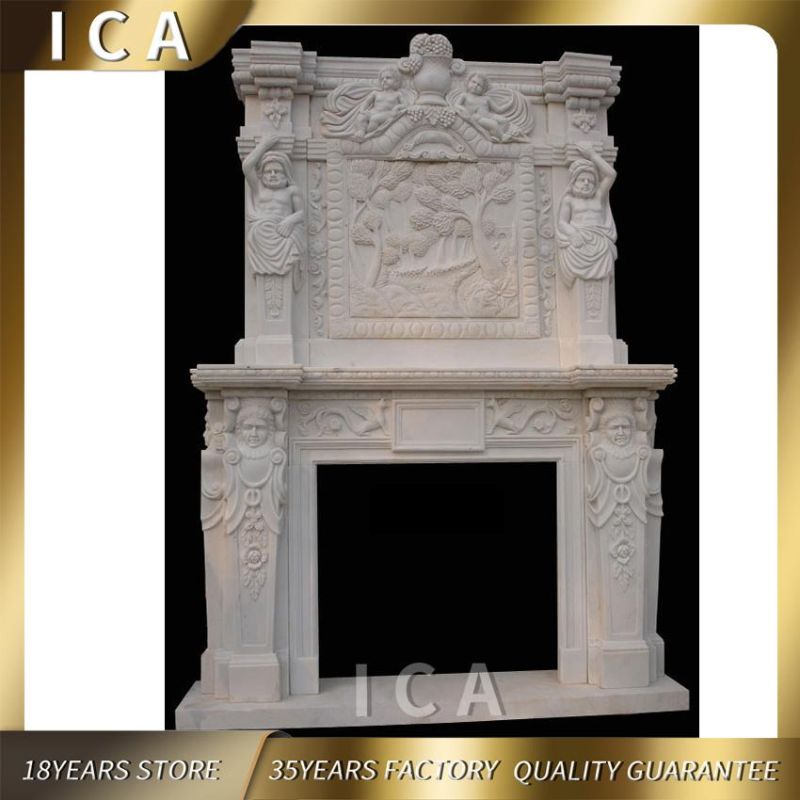 Luxurious Large Natural Stone Two Layer Fireplace Double Marble Fireplace