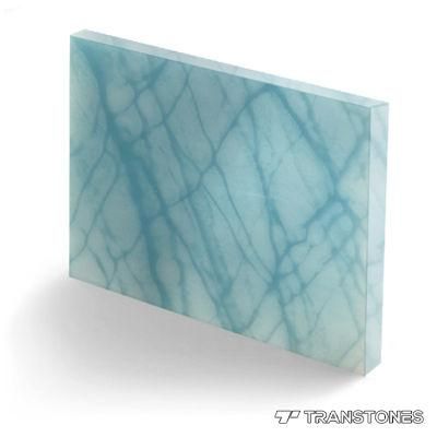 Blue Translucent Stone Texture Decorative Alabaster Solid Surface Table