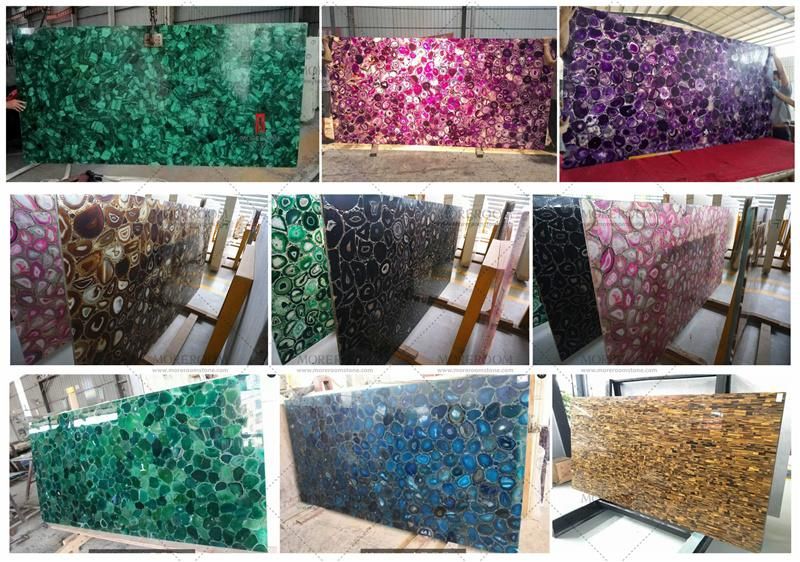 Backlit Luxury White Pink Crystal Natural Crystal Gemstone Slab