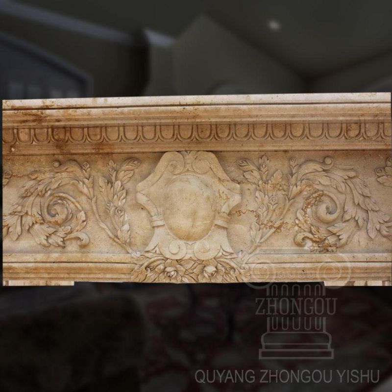 Great Quality Yellow Simple Classic Design Natural Marble Fireplace in 2018
